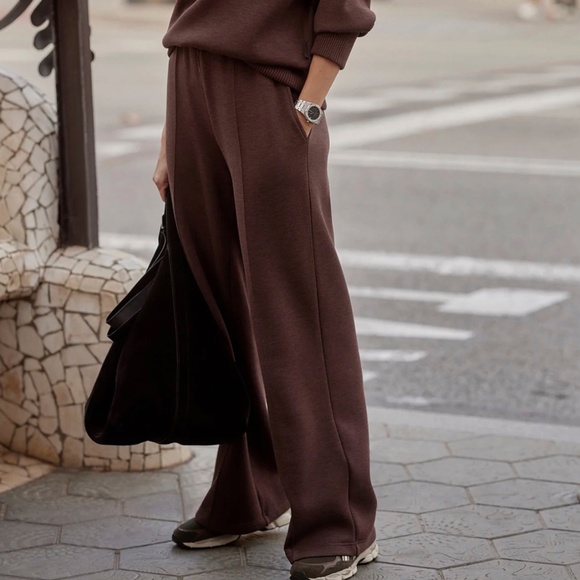 Varley Wide-Leg Pant DoubleSoft® Coffee Bean Marl • Size S (30″ inseam) • NWT - Picture 1 of 11